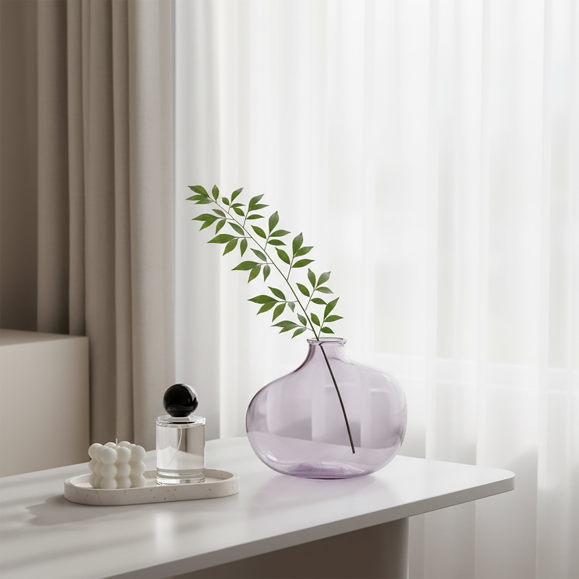 Mainstays Decorative Purple Glass Vase, 7.3 Inch Tall