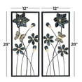 thumbnail image 4 of DecMode Teal Metal Floral Wall Decor with Black Frames and Butterfly Accents (2 Count), 4 of 15