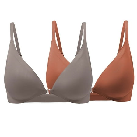 Clearance!Uooqdmx Bras for Women Sexy Lingerie for Women Sexy Bralette Comfort Full Coverage Bra Front Close V Wireless Adjustable Bras Women s Lingerie  Sleep & Lounge Coffee(2PC) S