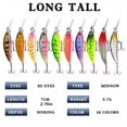 thumbnail image 2 of Sinking Minnow Jerkbait Fishing Lure, Deep Diving Hard Bait with 2 Treble Hooks for Bass Trout Walleye, Olive Perch, 2.36 Inch, 2 of 5