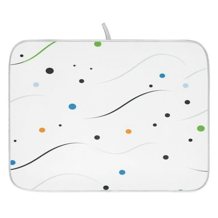 

Colorful Dots and Wavy Lines Dish Drying Mat for Kitchen Quick Drying Absorbent Soft Durable 16 x 18
