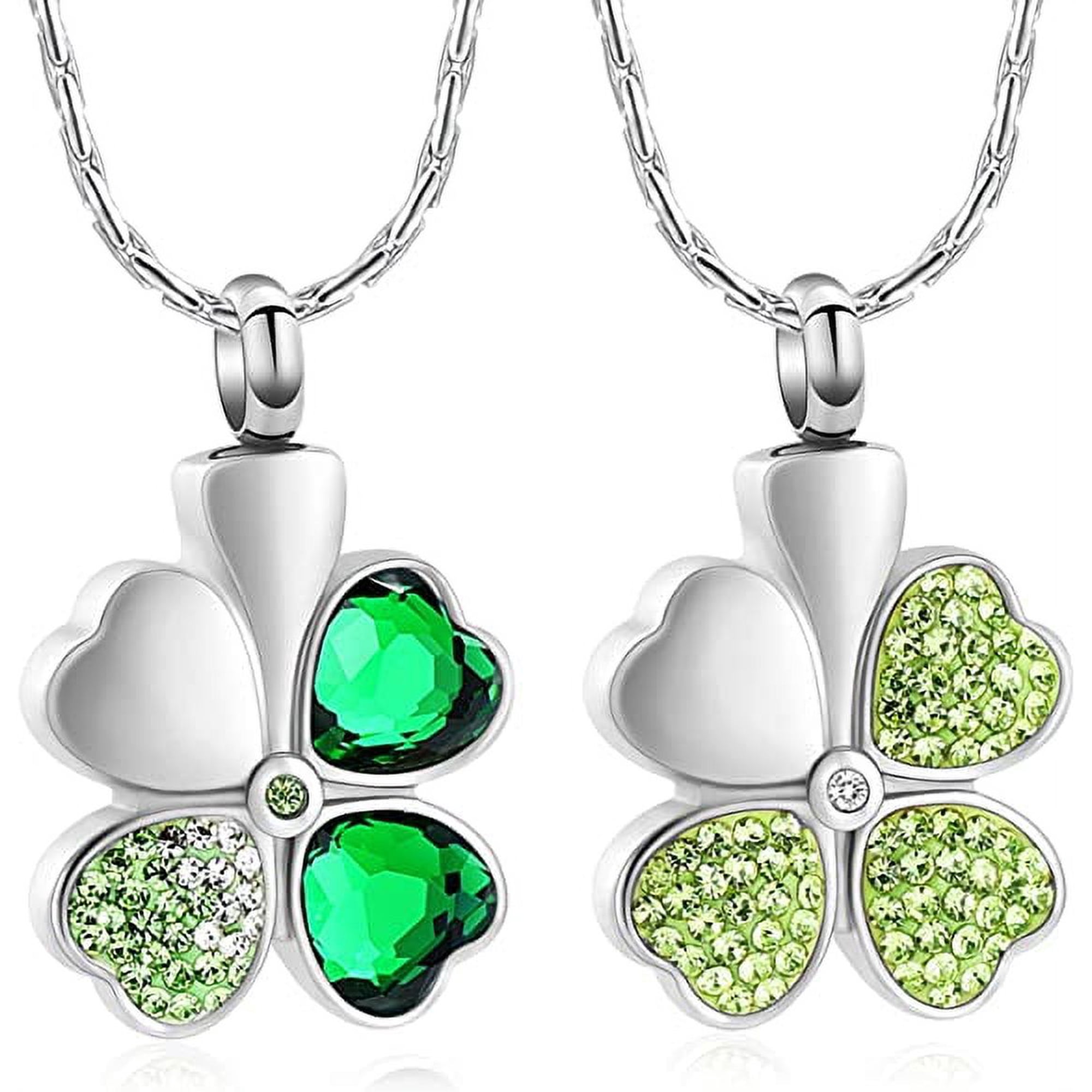 Lucky Four-Leaf Clover Cremation Jewelry Memorial Urn Necklace for Ashes Stainless Steel Keepsake