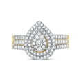 thumbnail image 2 of 14kt Yellow Gold Round Diamond Cluster 3-Piece Bridal Wedding Ring Band Set 3/4 Cttw, 2 of 4