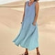 thumbnail image 2 of Vestido largo informal de verano con cuello redondo y estampado degradado para mujer, 2 of 6