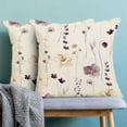 thumbnail image 4 of Watercolor Floral Pillow Covers 18x18 Inch Set of 2, Outdoor Plum Beige Flower Decorative Throw Pillows Farmhouse Linen Modern Minimalist Floral Pillow Case for Sofa Couch Home Decor, 4 of 6