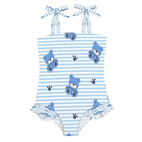 DIXRUYEE Swimsuit One Piece swimwear Striped Bear of Pattern