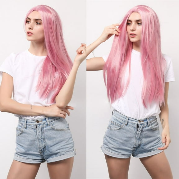 〖SUCS〗Sexy Women Girl Long Cosplay Pink Wig Wavy Curly Synthetic Fashion Wigs Hot