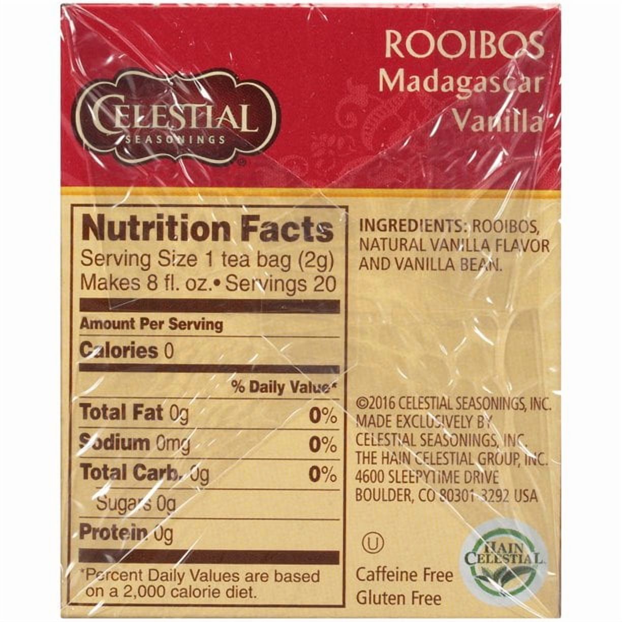 Celestial Seasonings Madagascar Vanilla Rooibos Tea, 20 Ct Tea Bags (Pack of 4)