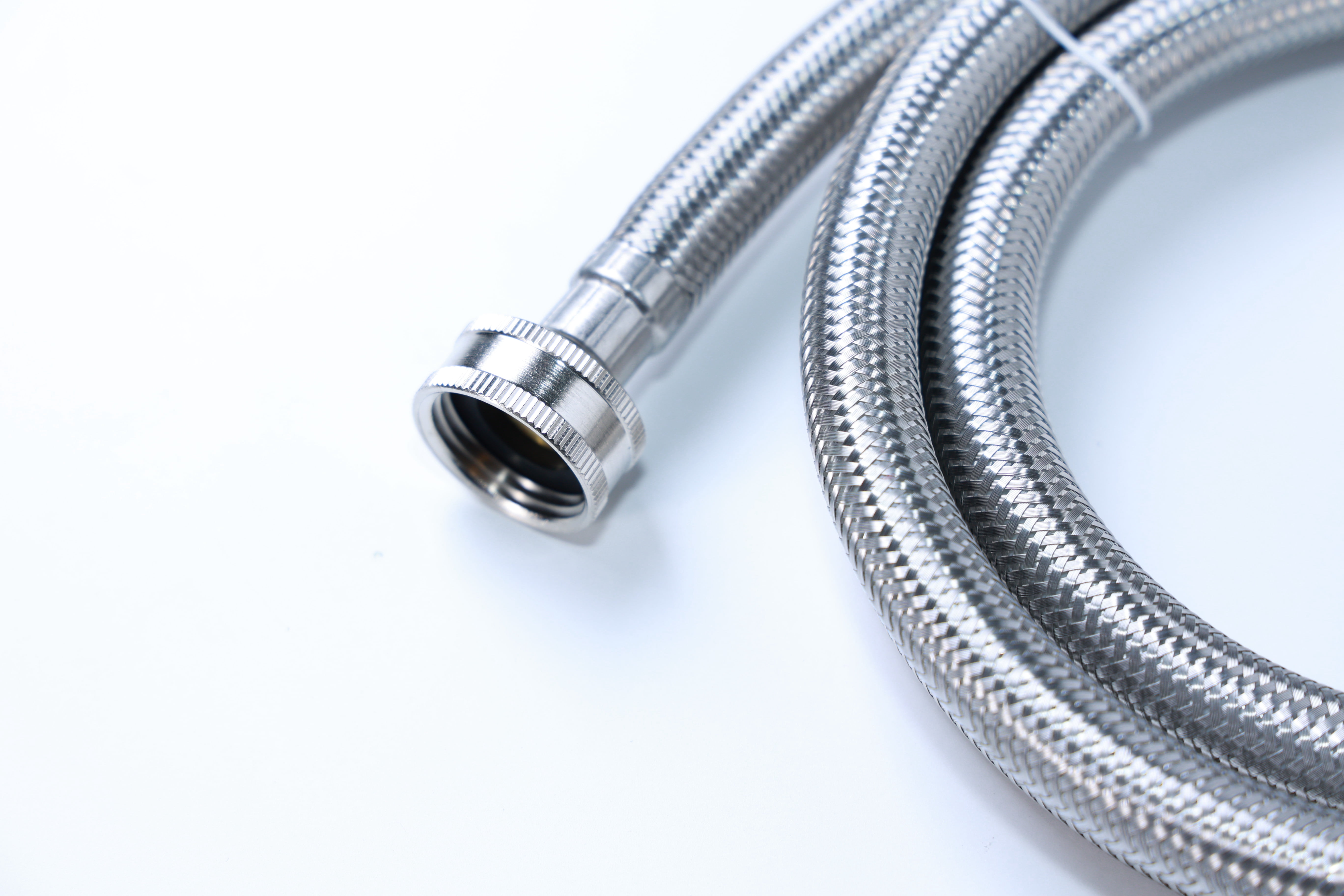 72" 304 Stainless Steel Wire Braided Flexible Hose, Dual-Layer PVC Inner Tube, 3/4" Brass Compression Fittings – Supply Line for Washing Machine