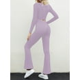 thumbnail image 7 of Liacowi Women 2 Piece Tracksuits Sets Solid Color Long Sleeve Square Neck Cropped Tops Elastic Waist Flared Pants Casual Loose Fit Yoga Activewear Workout Outfits Sets, 7 of 7