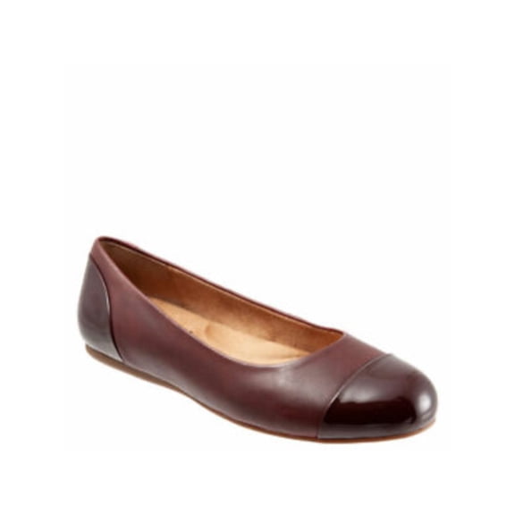SOFT WALK Womens Maroon Cushioned Ankle Strap Sonoma Cap Toe Slip On Ballet Flats 7.5 WW
