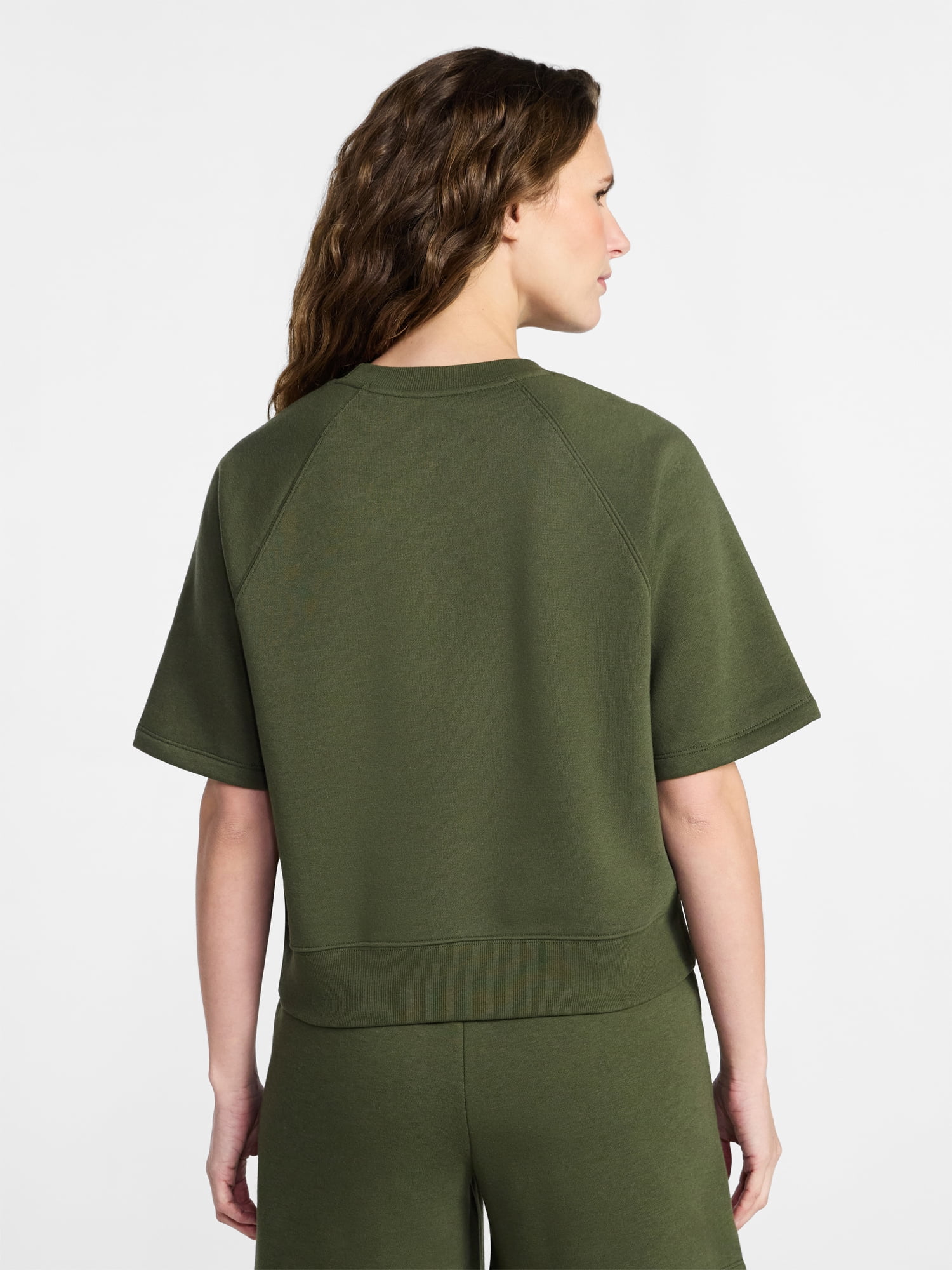 Time and Tru Women's Boxy Sweatshirt with Short Sleeves, Size XS-XXXL