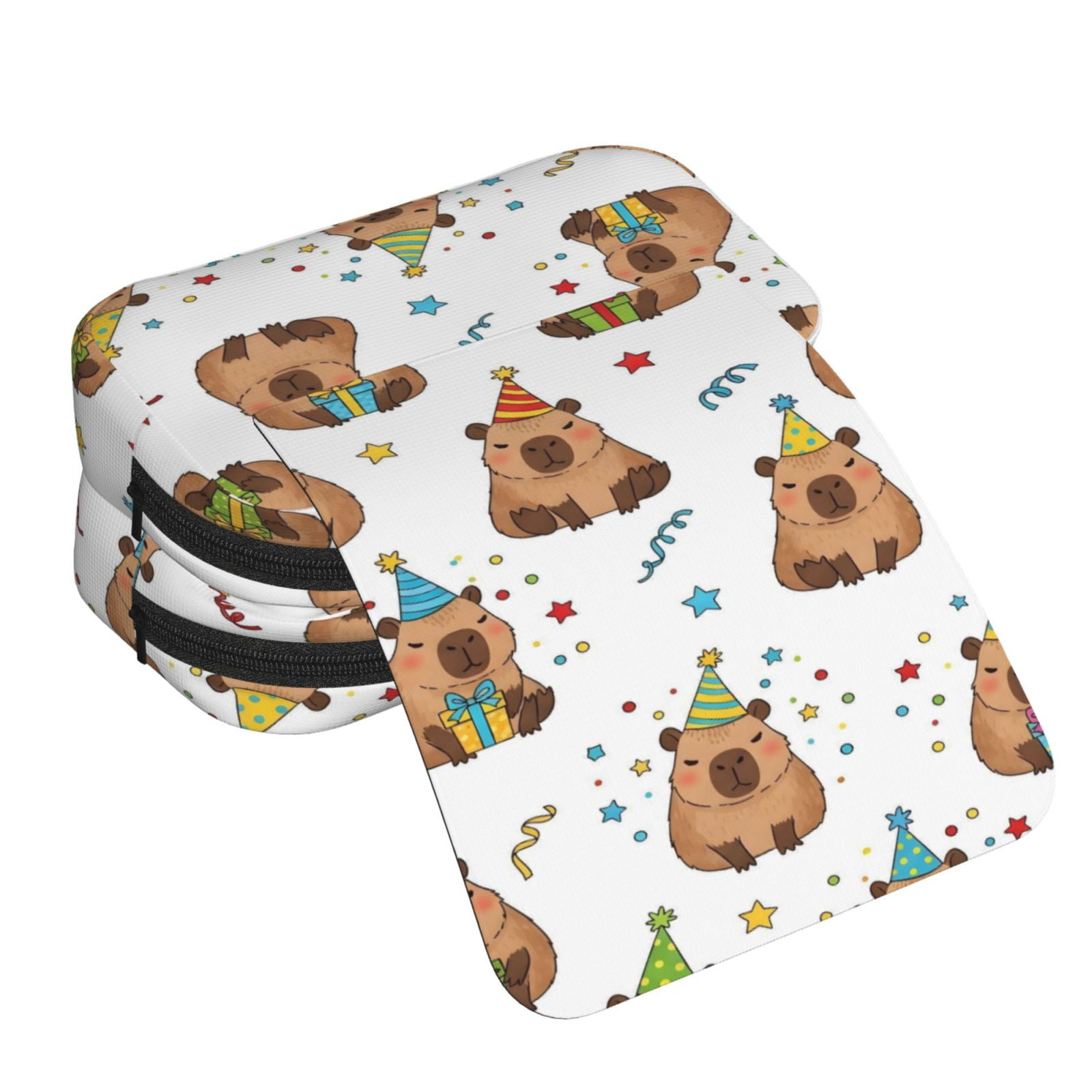 Large-Capacity Flip-Top Double-Layer Pencil Case, Multi-Functional Pocket Pen Case, Durable Stationery Organizer Capybara Party Pattern