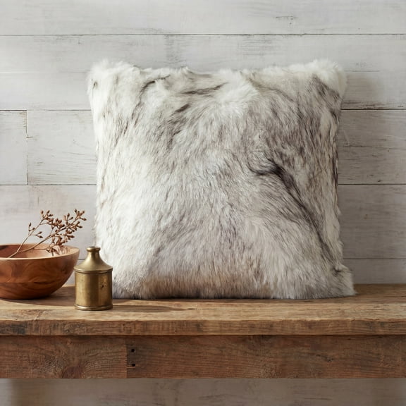 SAFAVIEH Coco Tips Solid Plush Fur Pillow, Taupe