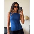 thumbnail image 5 of LMLYSoH Women's Striped Sleeveless Tops Boat Neck Slim Fit Summer Tanks Casual Horizontal Stripe Vest, 5 of 9