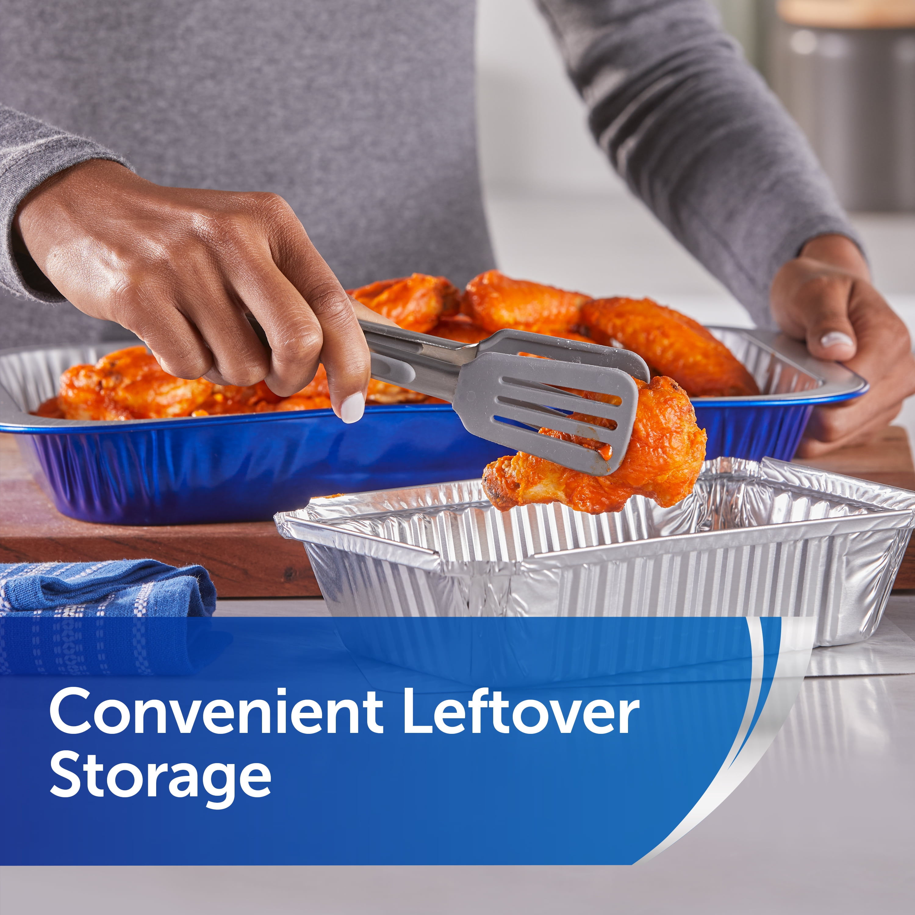 Reynolds Kitchens Aluminum Food Storage Containers with Oven-Safe Lids, 8 x 5.38 inch, 5 Count