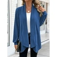 thumbnail image 6 of Women'S Cardigan Long Sleeve Asymmetrical Knit Open Front Cardigan Outwear Dark Blue XXXL, 6 of 8