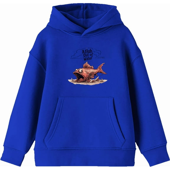 Fish Out of Water Youth Royal Blue Long Sleeve Hoodie-Small