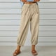 thumbnail image 1 of ICHUANYI ClearanceFashion Women Summer Casual Loose Cotton And Linen Pocket Solid Trousers Pants(Khaki, XL) ICHUANYI WER20232080504492, 1 of 9