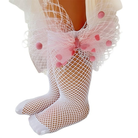 

Biekopu Baby Girls Calf Socks Elastic Mesh Bowknot Soft Lightweight Socks for Daily Party