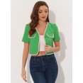 thumbnail image 4 of DARING DIVA Women's Contrast Trim Jacket Single Breasted Blazer M Green, 4 of 6