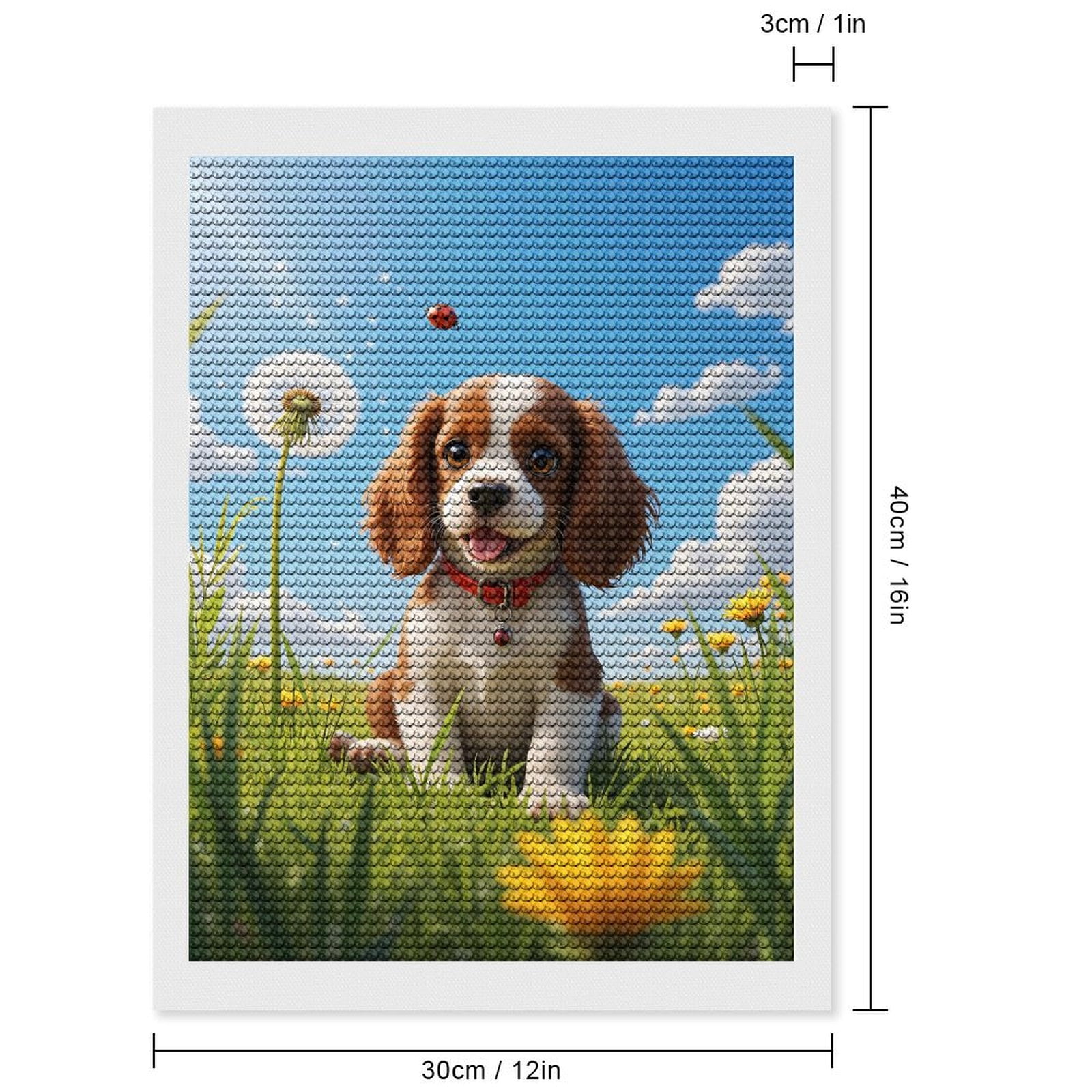 Diamond Art Kit for Adults, Playful Puppy Meadow Scene Diamond Painting for Adults Beginners, 5D DIY Diamond Art Painting Kits, Colorful Diamond Painting Craft for Home Decor 12x16
