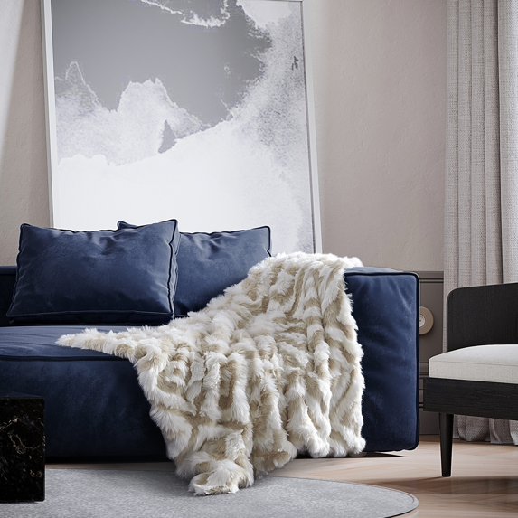 Inspired Home Rosalynn Machine Washable Diamond Design Throw, 50"x60", Ivory
