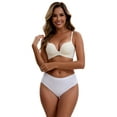 thumbnail image 4 of Unique Bargains Women's Cotton High Waist Bright Trim Briefs L White, 4 of 6