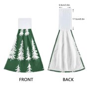 Natures Evergreens 2 Pack 14x18 Hand Towels Soft Coral Fleece Quick Dry Hook and Loop for Kitchen Bathroom
