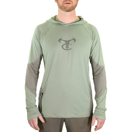 TrueTimber Mens Ragewater Performance Fishing Hoodie- Lilipad/Moon Mist L