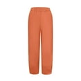 thumbnail image 4 of Wide Leg Linen Pants For Women Cotton And Linen Elastic Waist Loose Harem Pure Colour Crop Orange Women'S Pants For Work S, 4 of 6