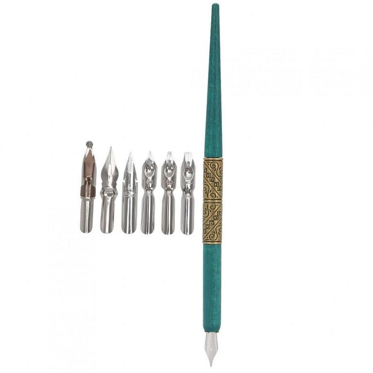 Dip Pen, With 6pcs Pen Nibs Calligraphy Pen, For English Calligraphy  Practicing Drawing Cyan 