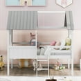 thumbnail image 2 of Harper & Bright Designs Wood House Bed Twin Size Low Loft Bed with Two Side Windows, Guardrail and Ladder for Girls Boys, White+Gray, 2 of 10