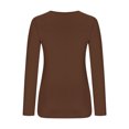 thumbnail image 5 of TKLPEHG Blouses for Women Dressy Casual Crew Neck Slim Tops Comfy Lightweight Long Sleeve T Shirt Fashion Solid Color Fall Tops Pullover (Coffee,M), 5 of 6