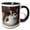 Black/White, variant on 3drose, Calico Cat Relaxing on a Carpeted Floor., 15oz Two-tone Blue Mug