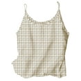 thumbnail image 2 of Karight Camisole Tops for Women Cotton Linen Plaid Tank Tops Casual Spaghetti Strap Sleeveless Blouses Summer Gauze Shirts, 2 of 5