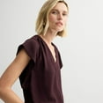 thumbnail image 3 of Women's Nine West Textured V-Neck Short Sleeve Top Color: Pink Nouveau Size: SMALL, 3 of 4