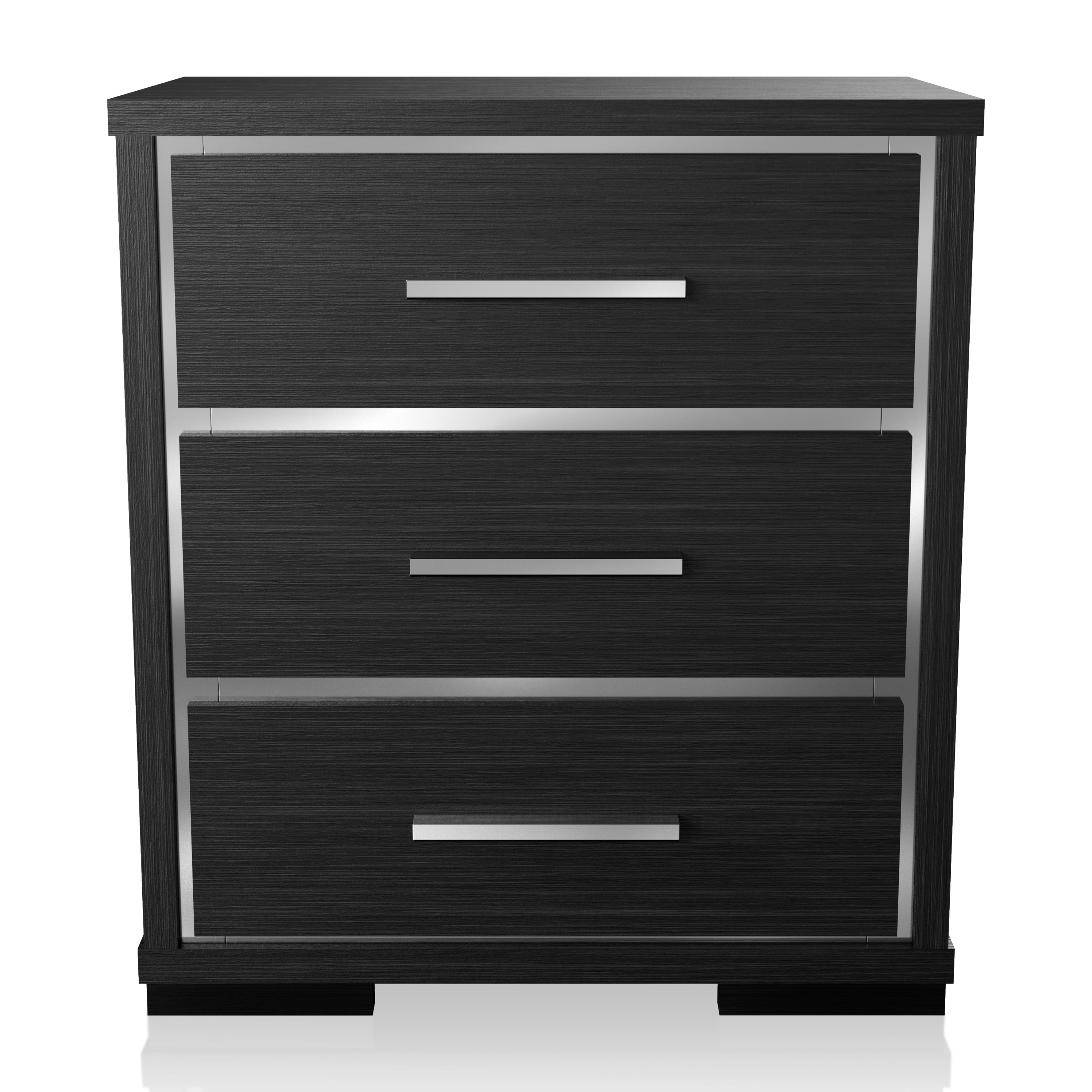 Furniture of America Henly Contemporary Nightstand with 3-Drawer, Warm Gray