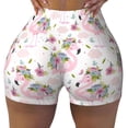 thumbnail image 2 of Haiem Flamingo And Flowers No Front Seam Biker Shorts for Women Yoga Workout Gym Bike Shorts with Tummy Control Moisture-Wicking-X-Large, 2 of 9