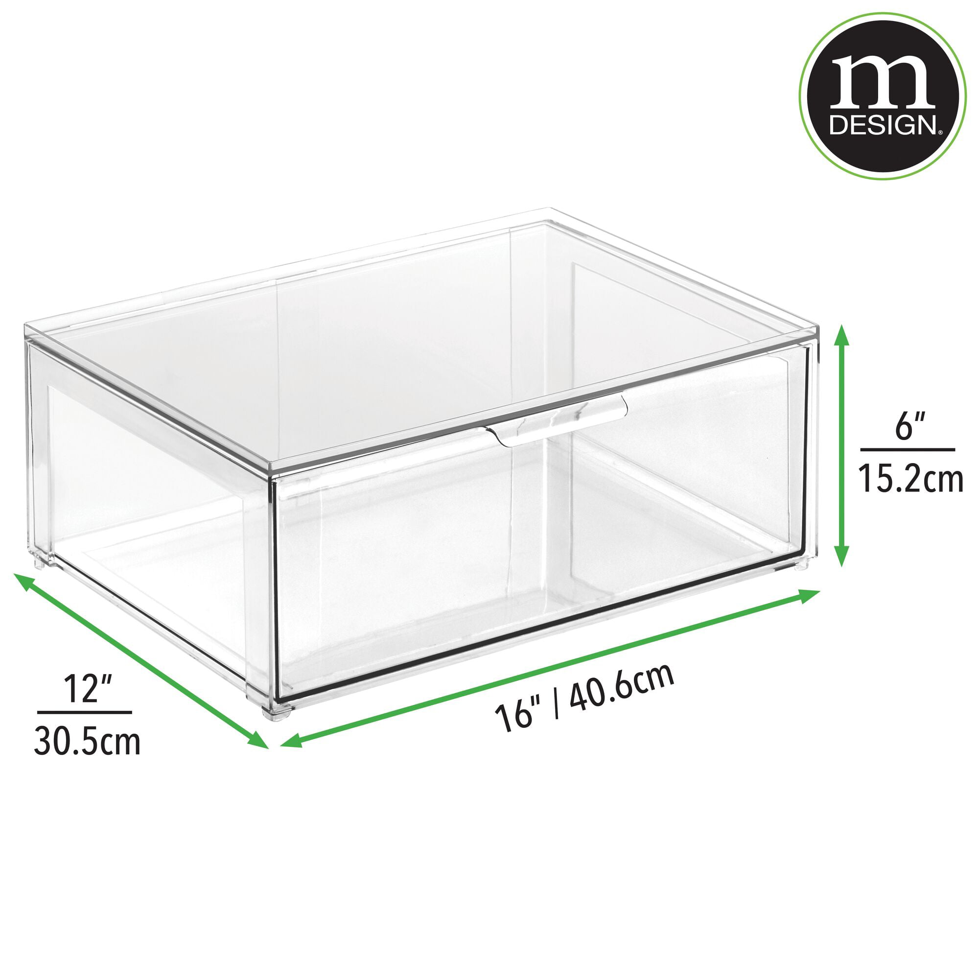 mDesign Stackable Storage Containers Box with 2 Pull-Out Drawers - Stacking  Plastic Drawer Bins for Master or Guest Bathroom, Linen Closet, Vanity, or