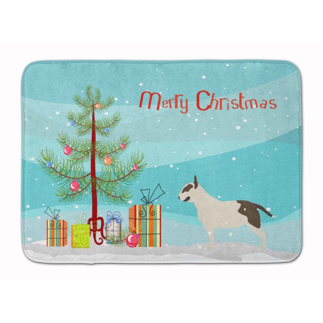 Carolines Treasures BB2996RUG Bull Terrier Merry Christmas Tree Machine Washable Memory Foam Mat