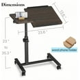 thumbnail image 3 of Mobile Laptop Stand for Couch Overbed Table with Wheels Adjustable Height Tilting Sofa Laptop Bed Table Rolling Cart Medical Overbed Tables-Brown, 3 of 5
