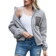 thumbnail image 2 of Binpure Women´s Plush Coat Velvet Top Loose Long Sleeve Stand Neck Chest Zipper Pocket Winter Clothes, 2 of 4