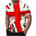 thumbnail image 2 of Blusas y camisas de manga corta y cuello redondo para hombre. Blusa informal de poliéster con cuello redondo y botones estampados de manga corta para hombre., 2 of 5