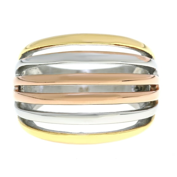 Stainless Steel Ring with Gold and Rose Ion Plating