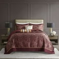 thumbnail image 3 of Madison Park Aubrey 5-Piece Cotton Reversible Jacquard Bedspread Set in Red, 3 of 5
