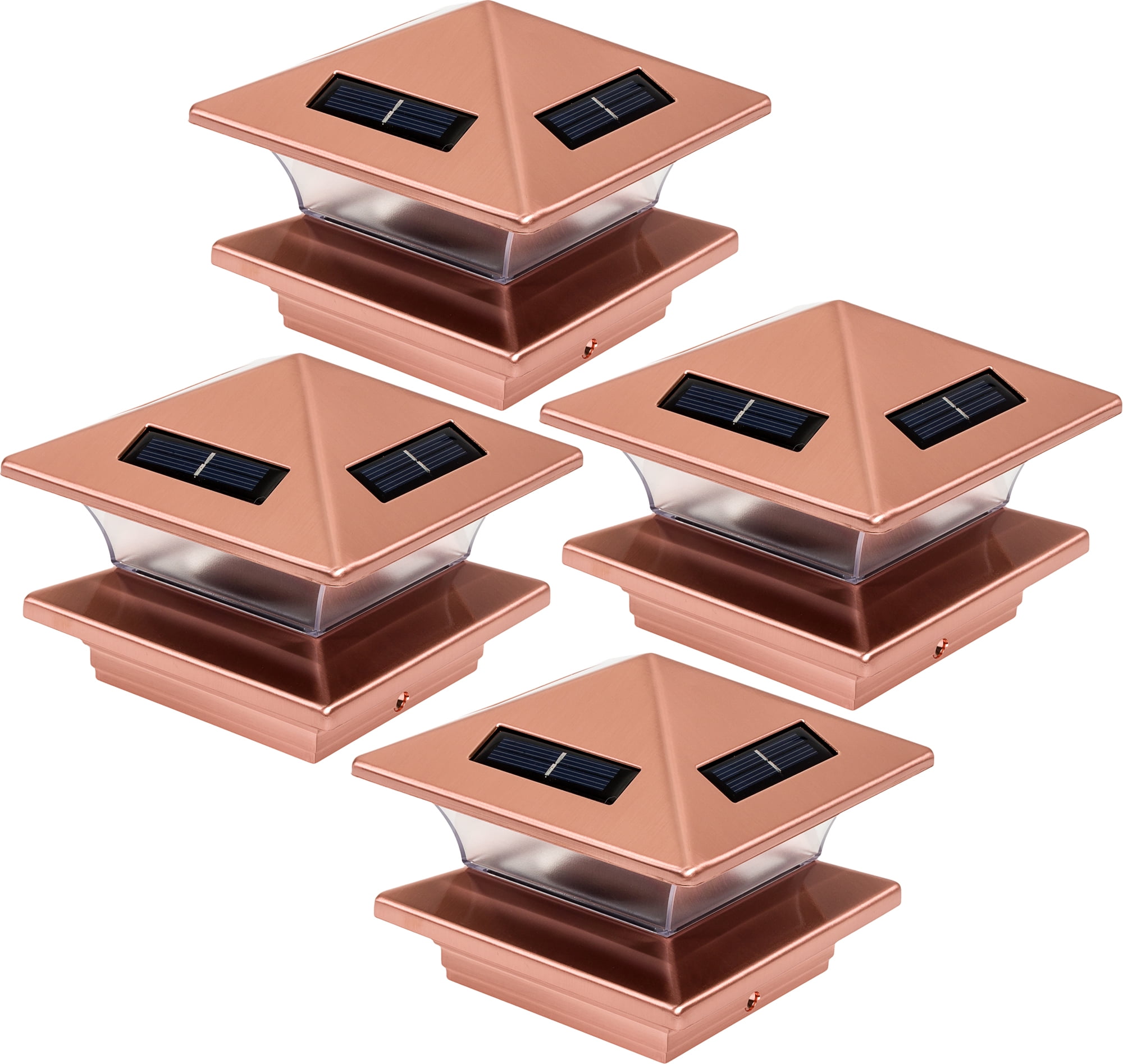 GreenLighting 4 Pack Pinnacle Solar Powered LED Post Cap Light for 4x4 Nominal Wood Posts and