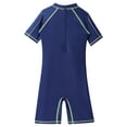thumbnail image 4 of Aislor Kids Boys One Piece Wetsuit Swimming Jumpsuit Short Sleeve Rash Guard Swimsuit Beachwear A Navy Blue 2, 4 of 7