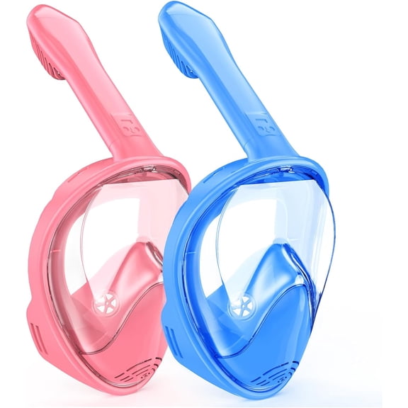 Kids Snorkel Mask Full Face, Snorkeling Gear for Kids with Camera Mount, 180 Degree Panoramic View Snorkeling Set Anti-Fog Anti-Leak
