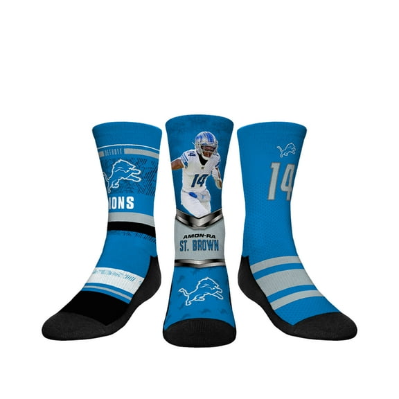 Youth Rock Em Socks Amon-Ra St. Brown Detroit Lions 3-Pack Crew Sock Set